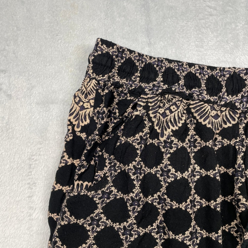Angie Harem Pants Women Large Black Orange Boho Paisley Medallion Rayon Jogger - Picture 3 of 9